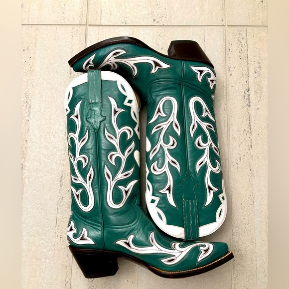 New, never worn! Heritage Green and White Cowboy Boots Size 8 - Picture 13 of 13